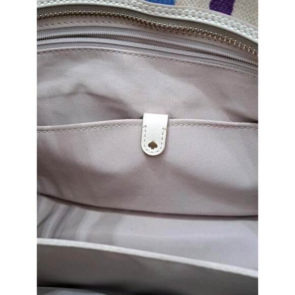 Kate Spade Rainbow Medium Market Tote Linen Canvas & Leather - Picture 14 of 16